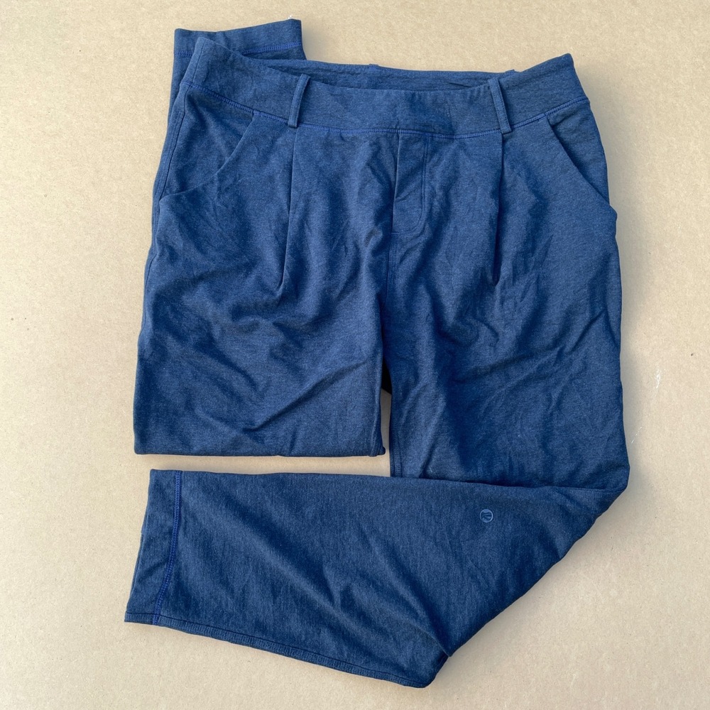 Lululemon Trousers Womens 10 Blue Casual Pleated Tapered Cropped Stretch Pants